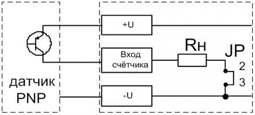 Подключение датчика типа PNP к СИМ-05т-3-17