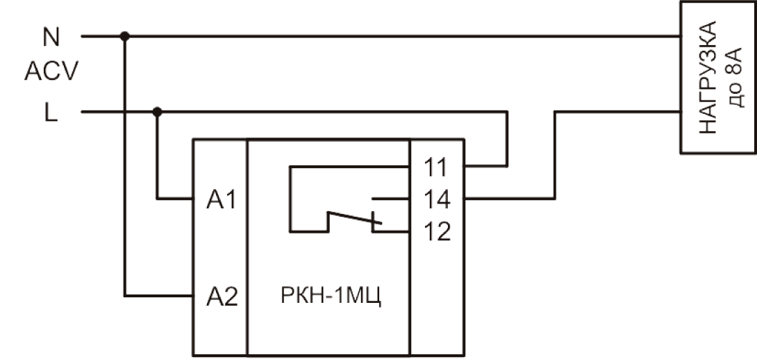 Варианты схемы подключения РКН-1МC 400Гц